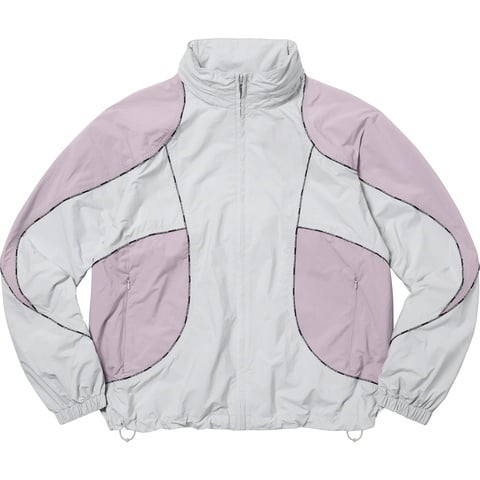 Supreme Logo Piping Hooded Track Jacket - Grey