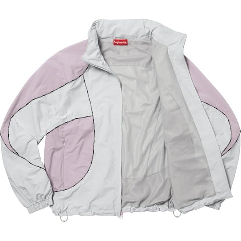 Supreme Logo Piping Hooded Track Jacket - Grey