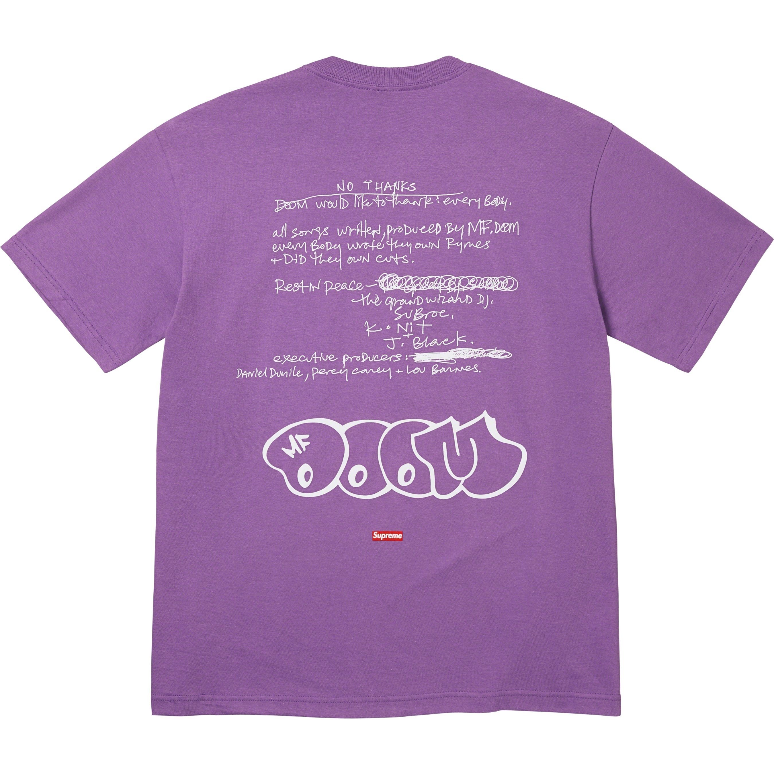 Supreme MF DOOM Tee (FW23) - Dusty Purple - $48