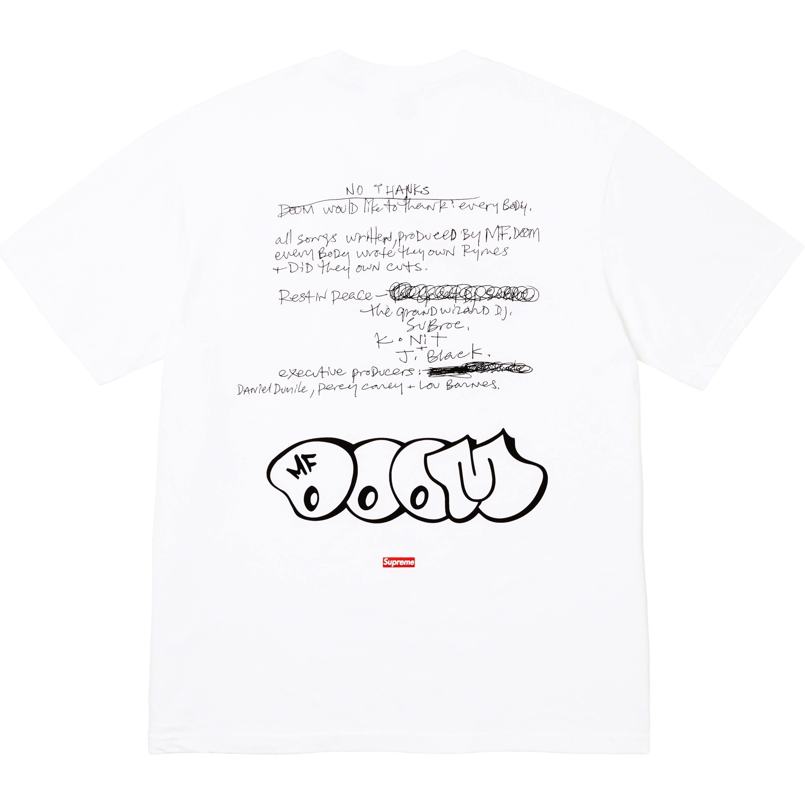 Supreme MF DOOM Tee (FW23) - White - $48