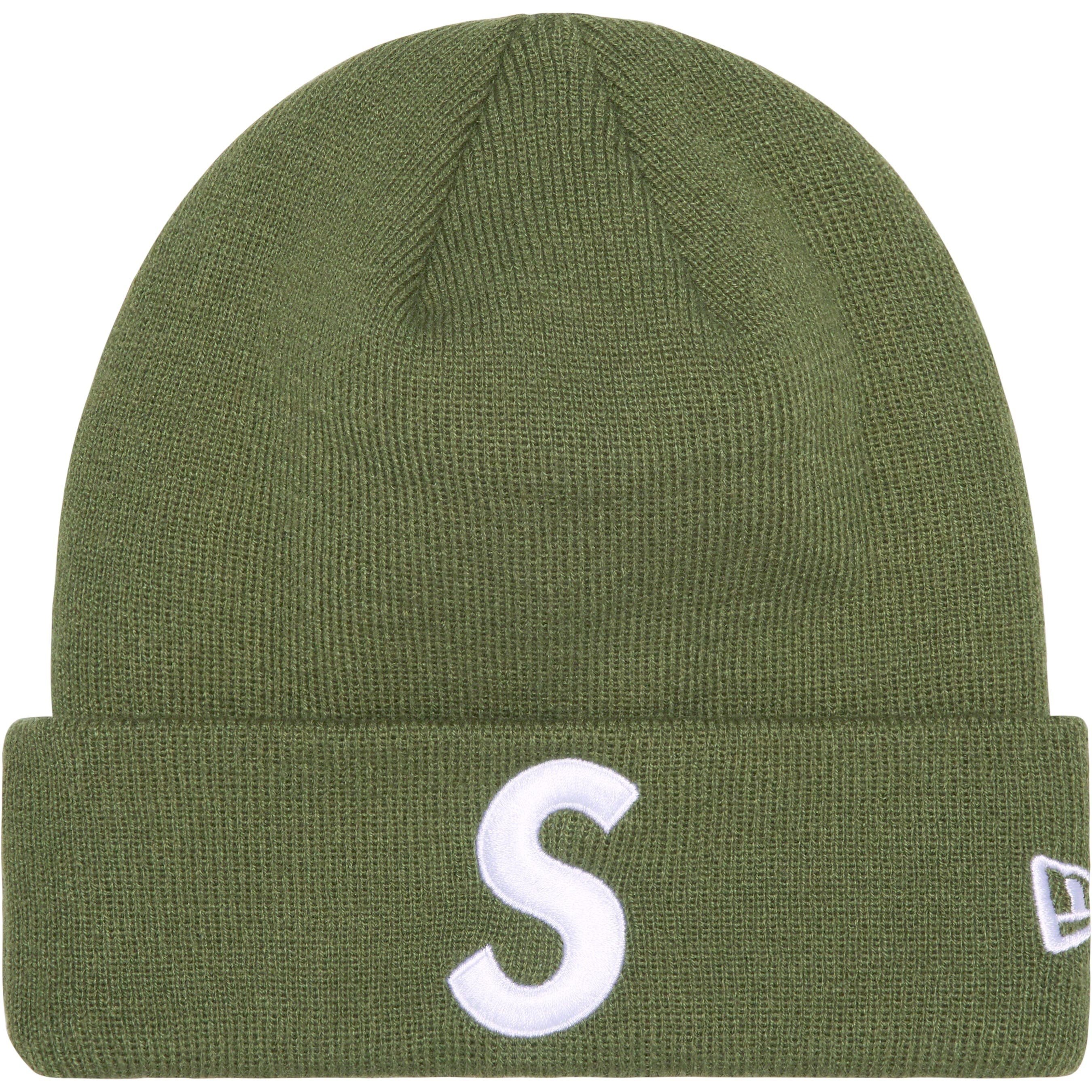 Supreme New Era S Logo Beanie (FW23) - Olive - $40