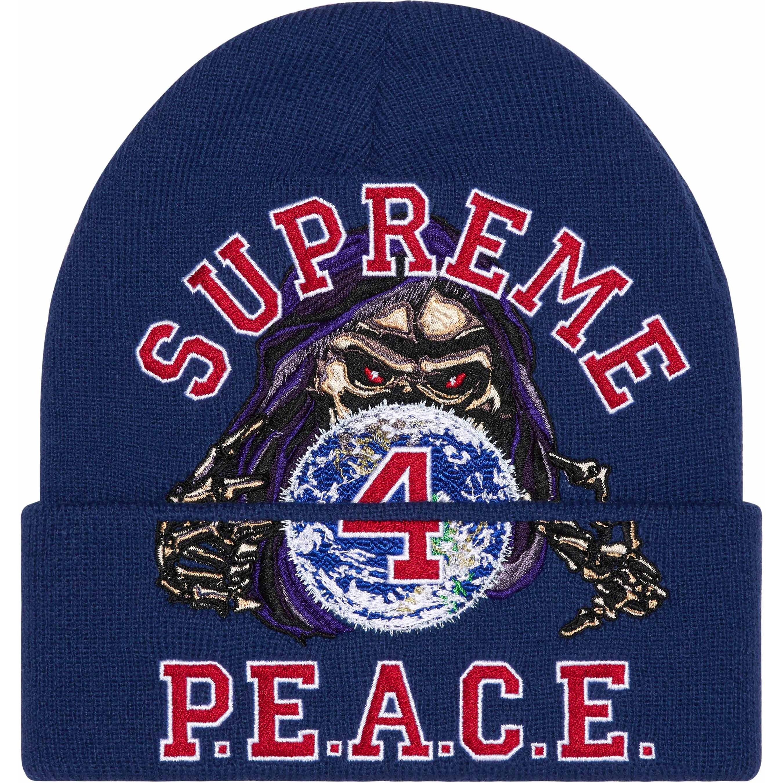 Supreme Peace Embroidered Beanie (FW23) - Navy - $44