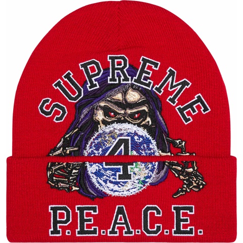 Supreme Peace Embroidered Beanie - Red