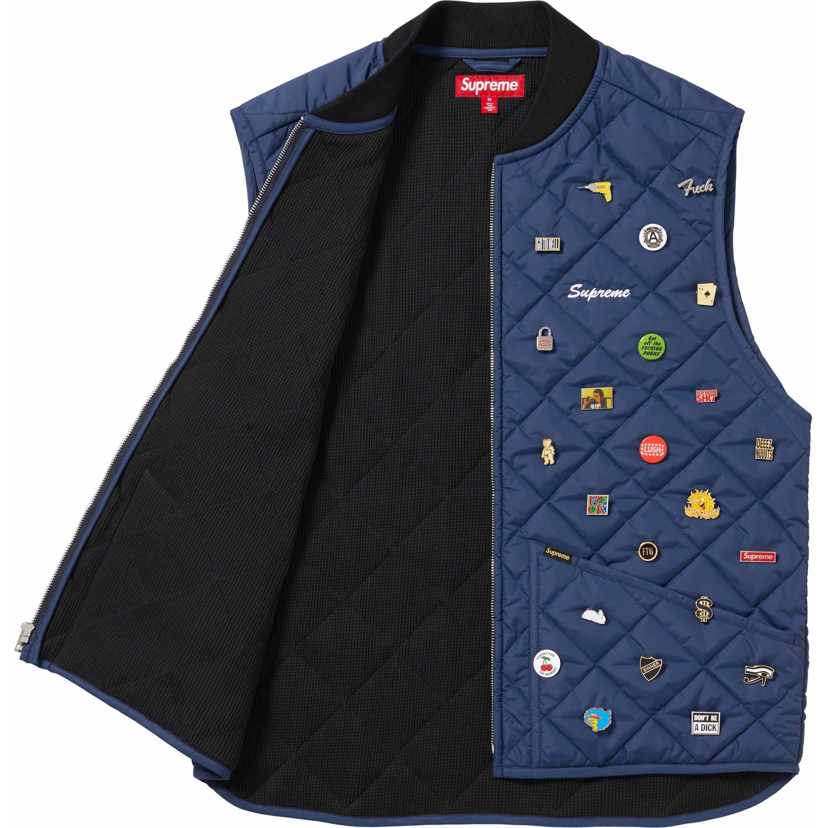 Supreme Pins Quilted Work Vest (FW23) - Navy - $388