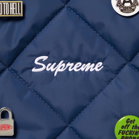 Supreme Pins Quilted Work Vest - Navy