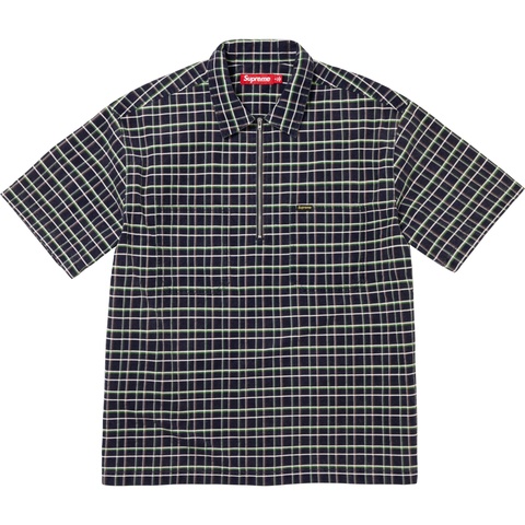 Supreme Plaid Corduroy Half Zip S/S Shirt - Navy