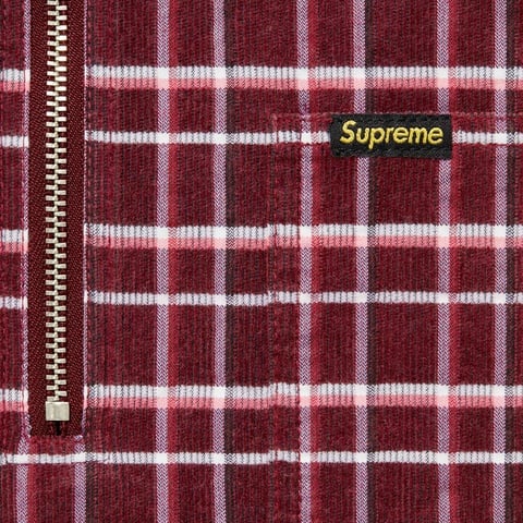 Supreme Plaid Corduroy Half Zip S/S Shirt - Red