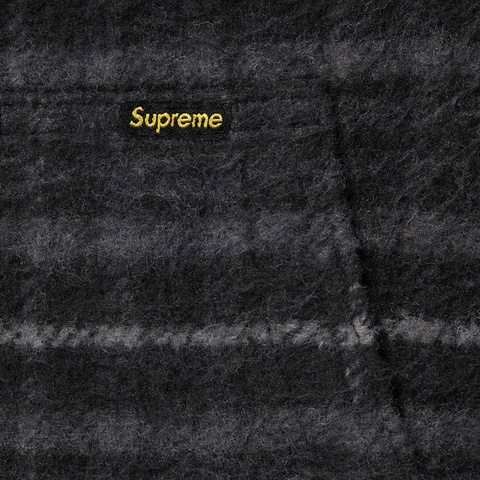 Supreme Plaid Wool Hooded Work Jacket - Black