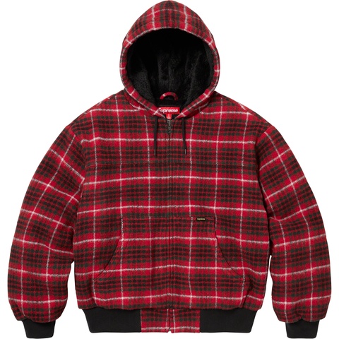 Supreme Plaid Wool Hooded Work Jacket - Red