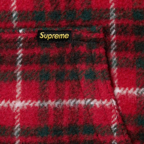 Supreme Plaid Wool Hooded Work Jacket - Red