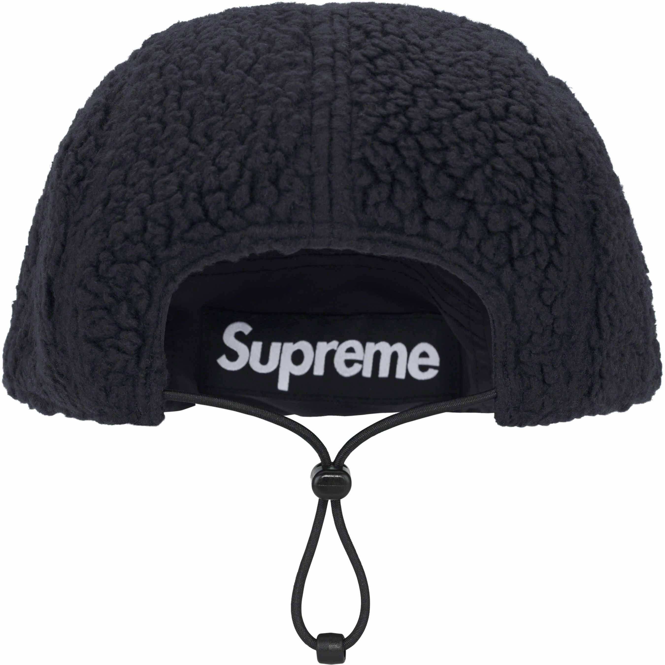 Supreme Polartec Shearling Reversible Camp Cap (FW23) - Black - $54