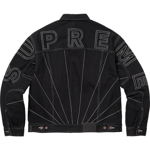 Supreme Radial Embroidered Denim Trucker Jacket - Black
