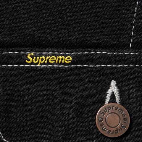 Supreme Radial Embroidered Denim Trucker Jacket - Black
