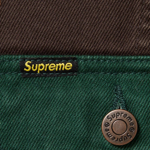 Supreme Radial Embroidered Denim Trucker Jacket - Brown