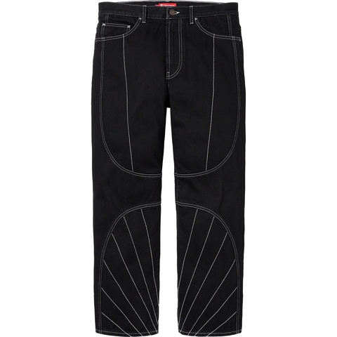 Supreme Radial Embroidered Loose Fit Jean - Black