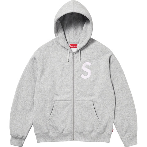 Supreme S Logo Zip Up Hooded Sweatshirt - Heather Grey
