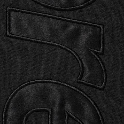 Supreme Satin Appliqué Hooded Sweatshirt - Black