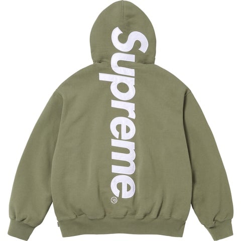 Supreme Satin Appliqué Hooded Sweatshirt - Light Olive