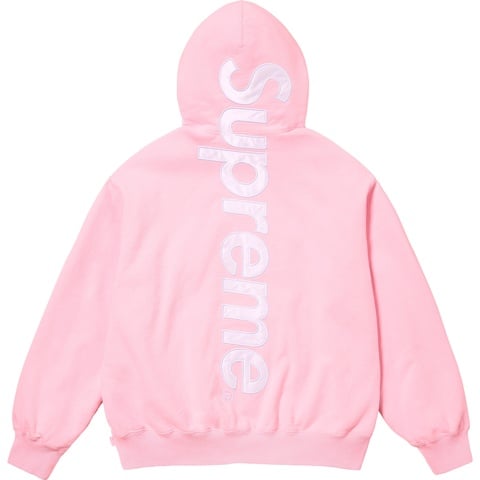 Supreme Satin Appliqué Hooded Sweatshirt - Light Pink