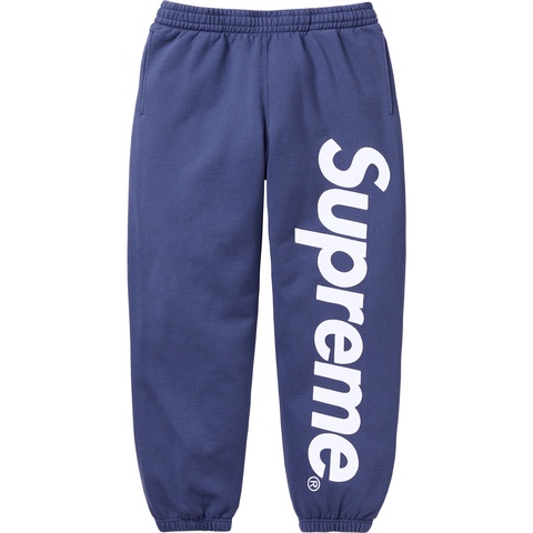 Supreme Satin Appliqué Sweatpant - Washed Navy