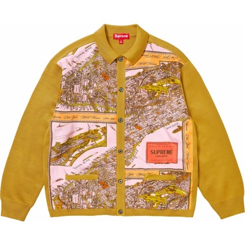 Supreme Silk Map Cardigan - Mustard