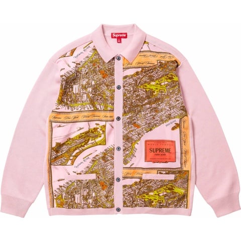 トップス Supreme Silk Map Cardigan Pink M Silk Map Cardigan - fall/winter 2023 - Supreme