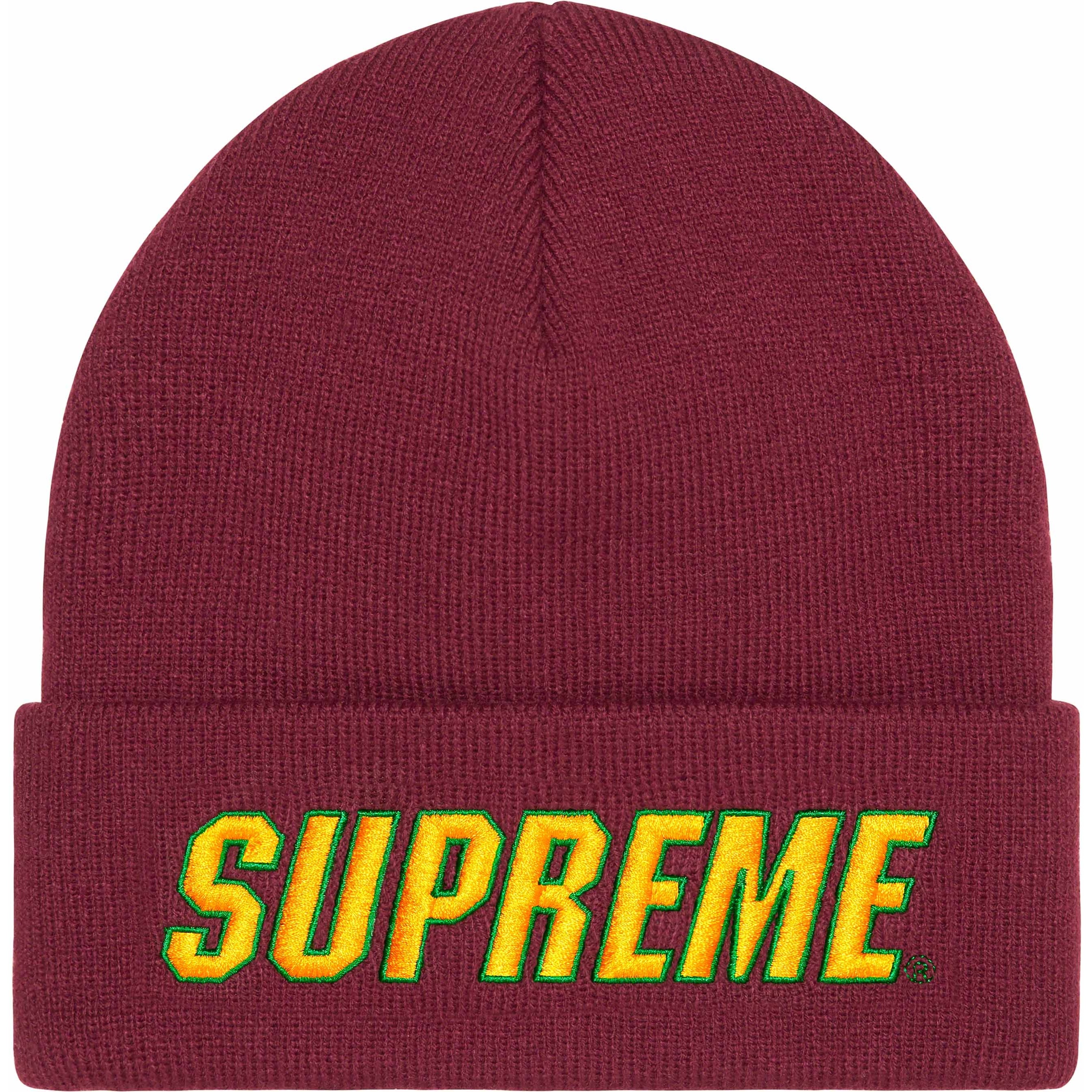 Supreme Slant Beanie (FW23) - Burgundy - $40