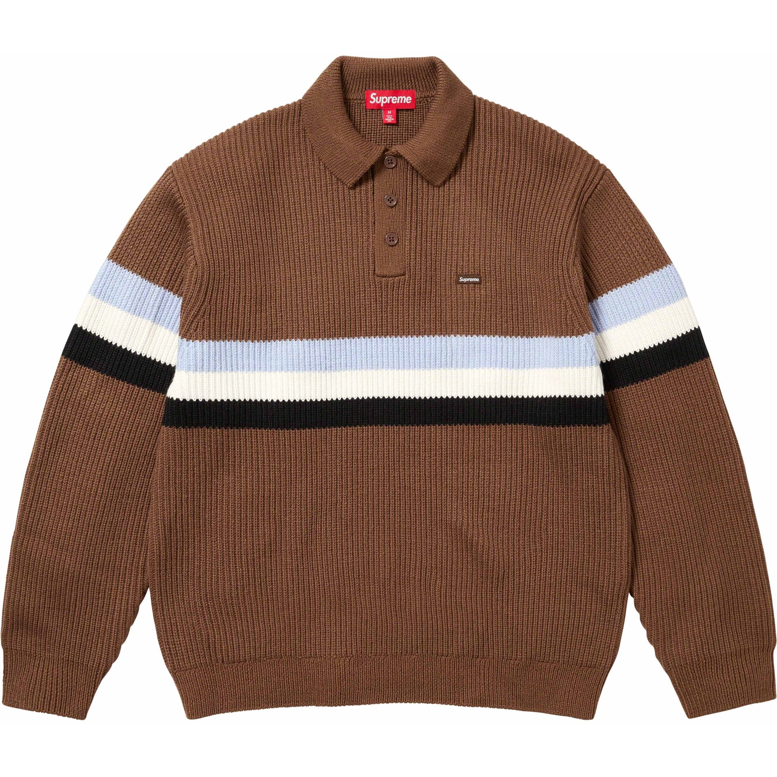 Supreme Small Box Polo Sweater (FW23) - Dark Brown - $148