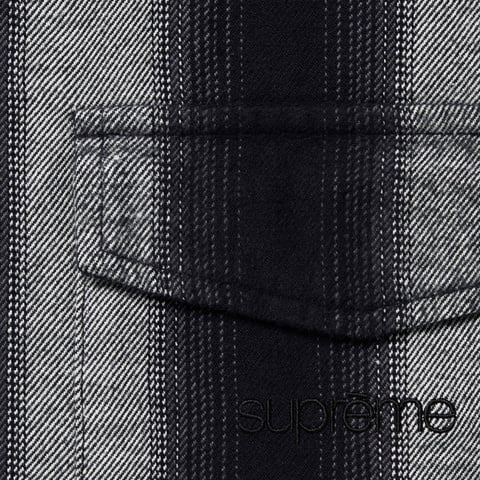 Supreme Stripe Flannel Zip Up Shirt - Black