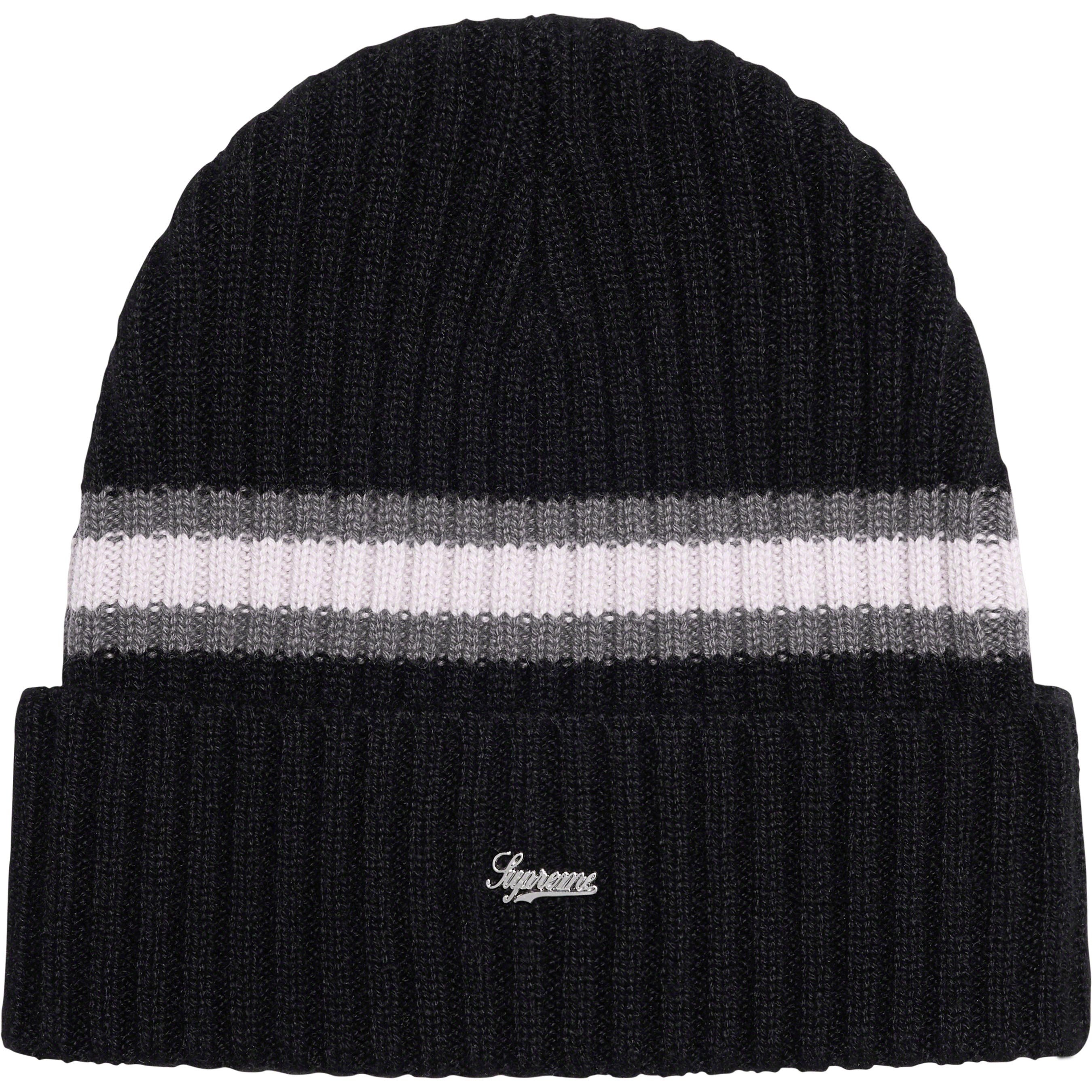 Supreme Striped Cashmere Beanie (FW23) - Black - $68