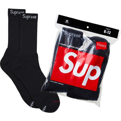Supreme Supreme®/Hanes® Crew Socks (4 Pack) - Black