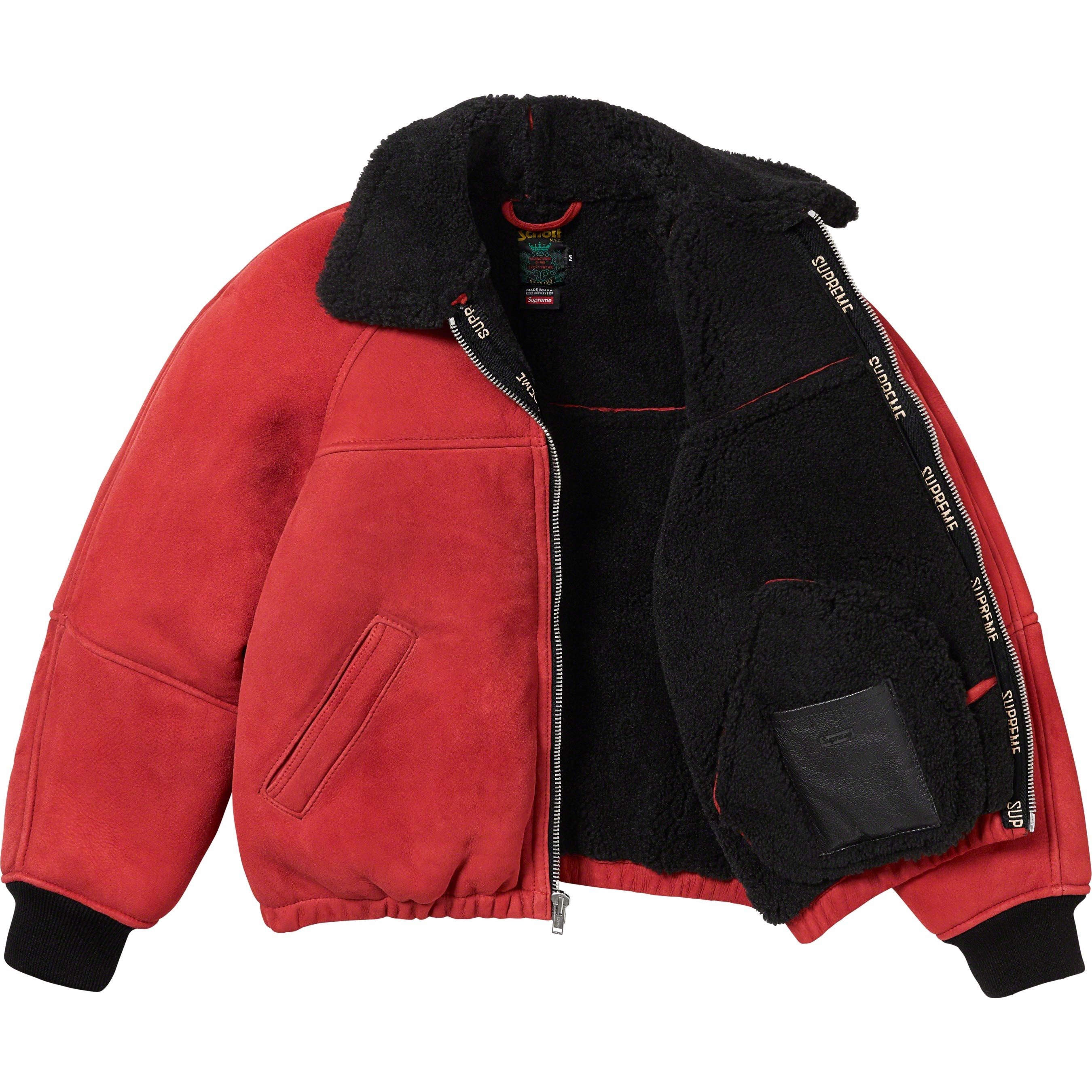 Supreme Supreme Schott Shearling Bomber Jacket (FW23) - Red - $1498