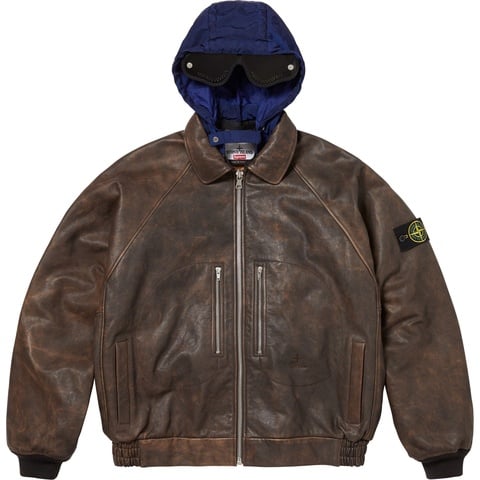 Supreme Supreme®/Stone Island® Leather Bomber Jacket - Brown