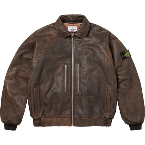 Supreme Supreme®/Stone Island® Leather Bomber Jacket - Brown