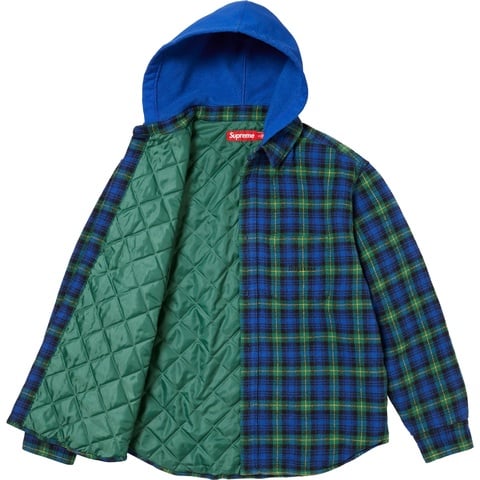 Supreme Tartan Flannel Hooded Shirt - Blue