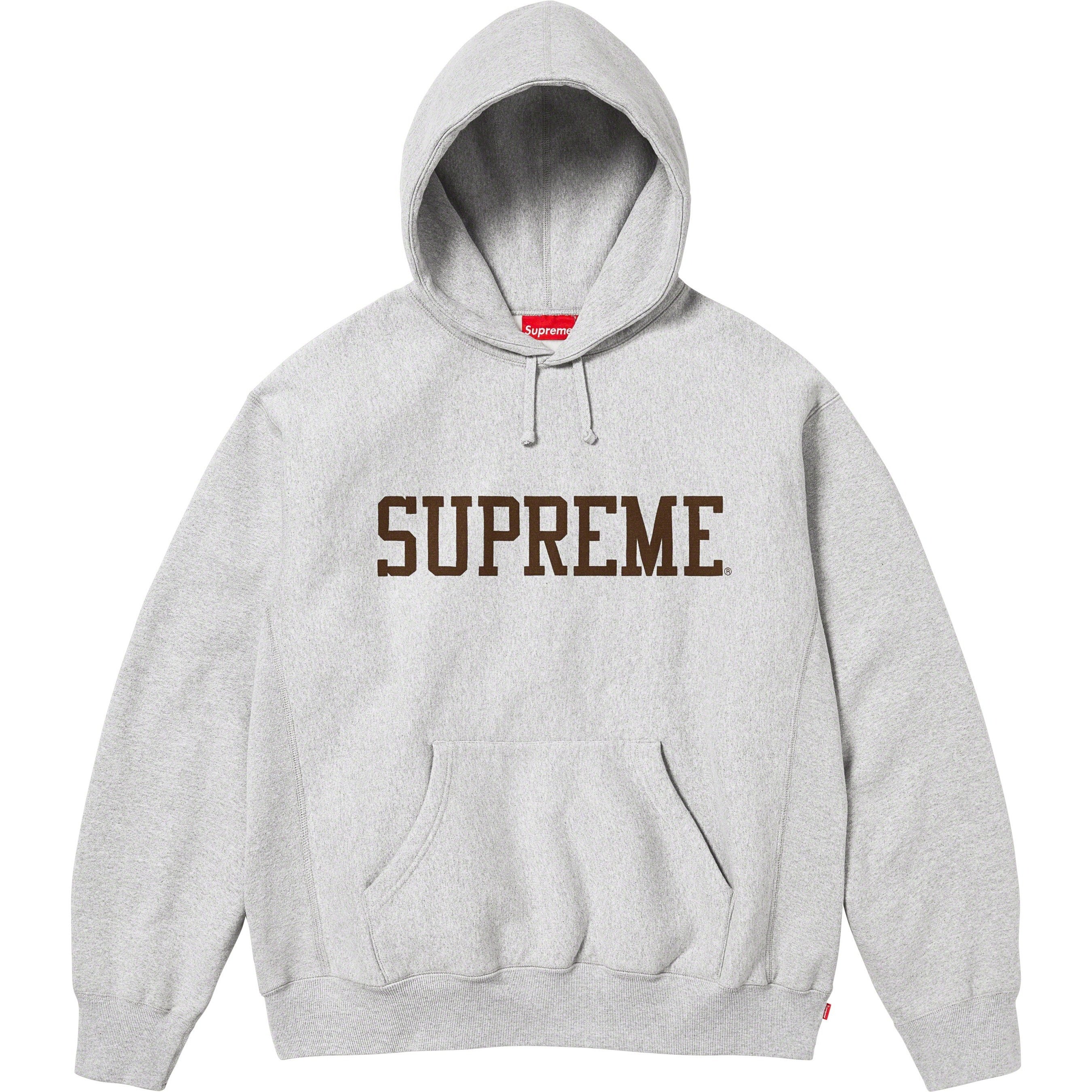 Supreme Varsity Hooded Sweatshirt (FW23) - Heather Grey - $158