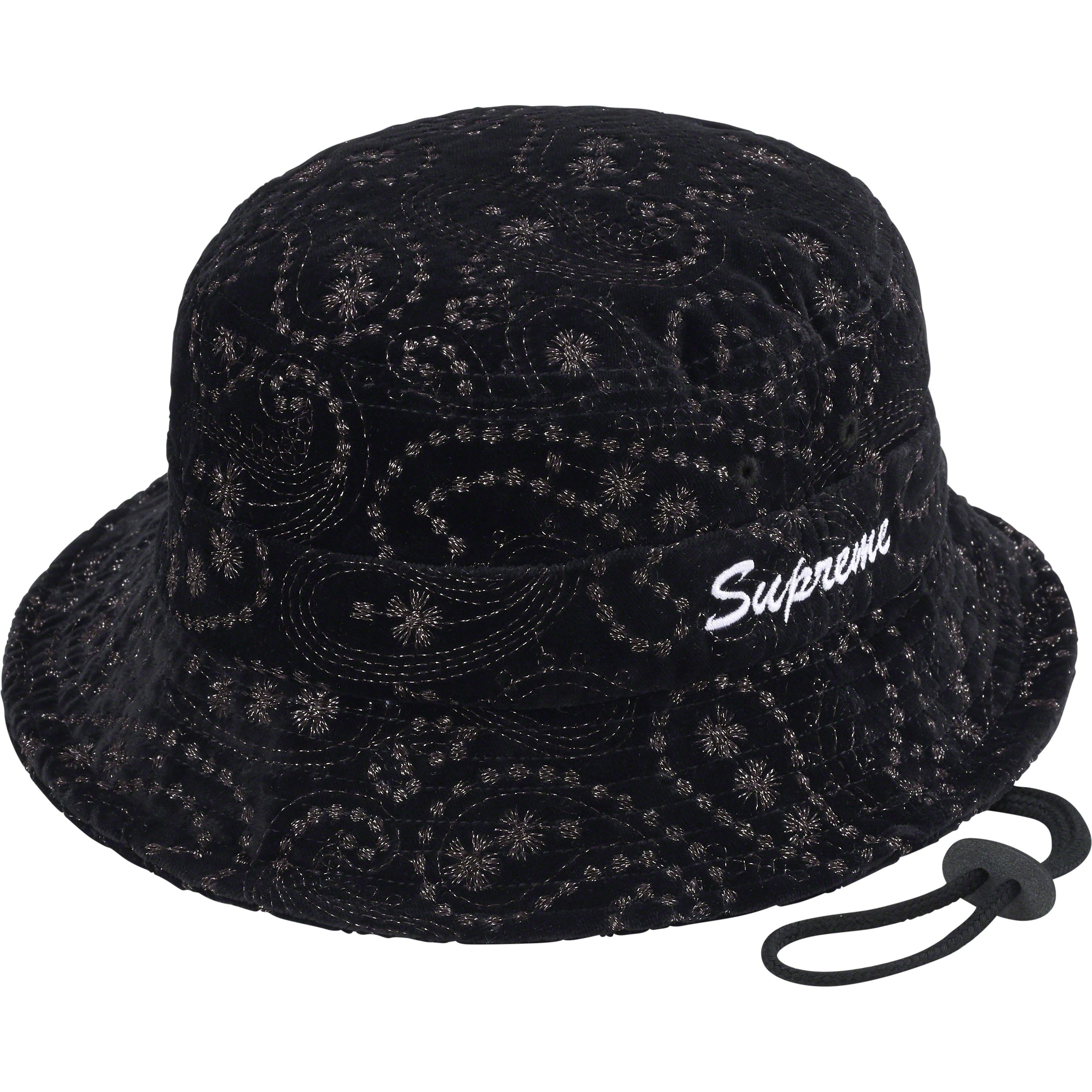 Supreme Velvet Paisley Boonie (FW23) - Black - $68