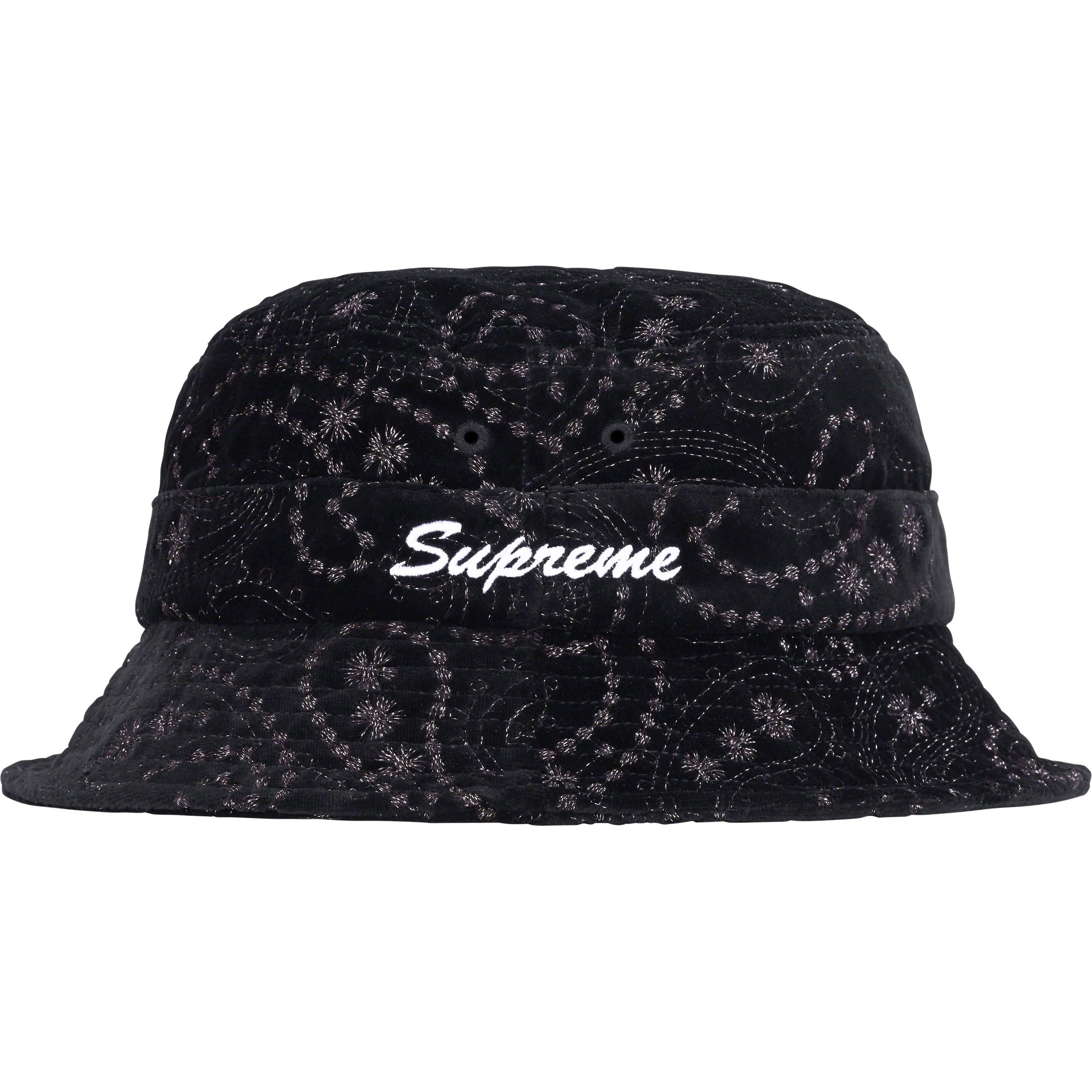 Supreme Velvet Paisley Boonie (FW23) - Black - $68