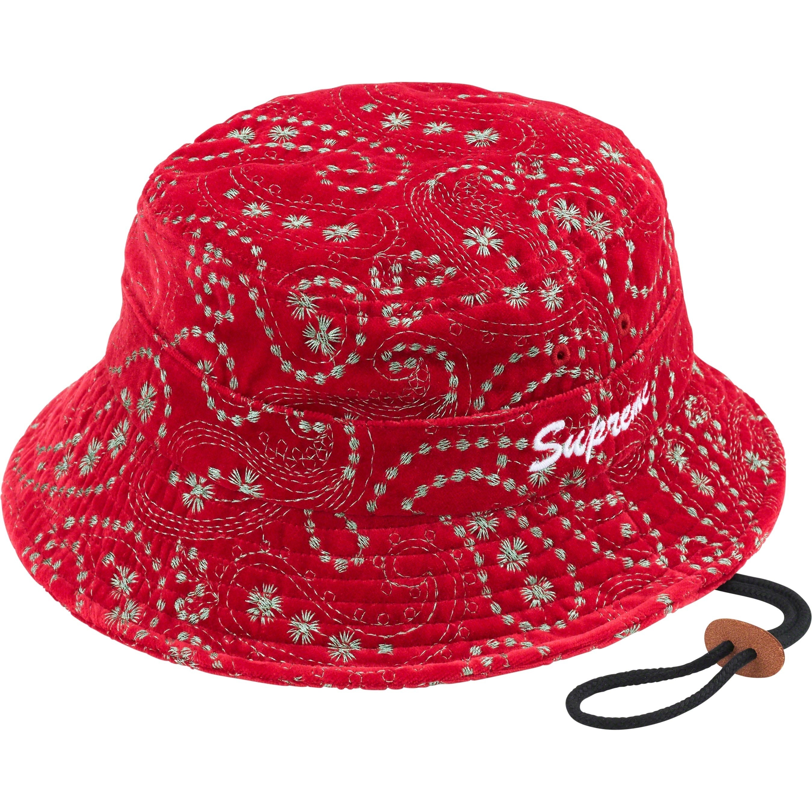 Supreme Velvet Paisley Boonie (FW23) - Red - $68