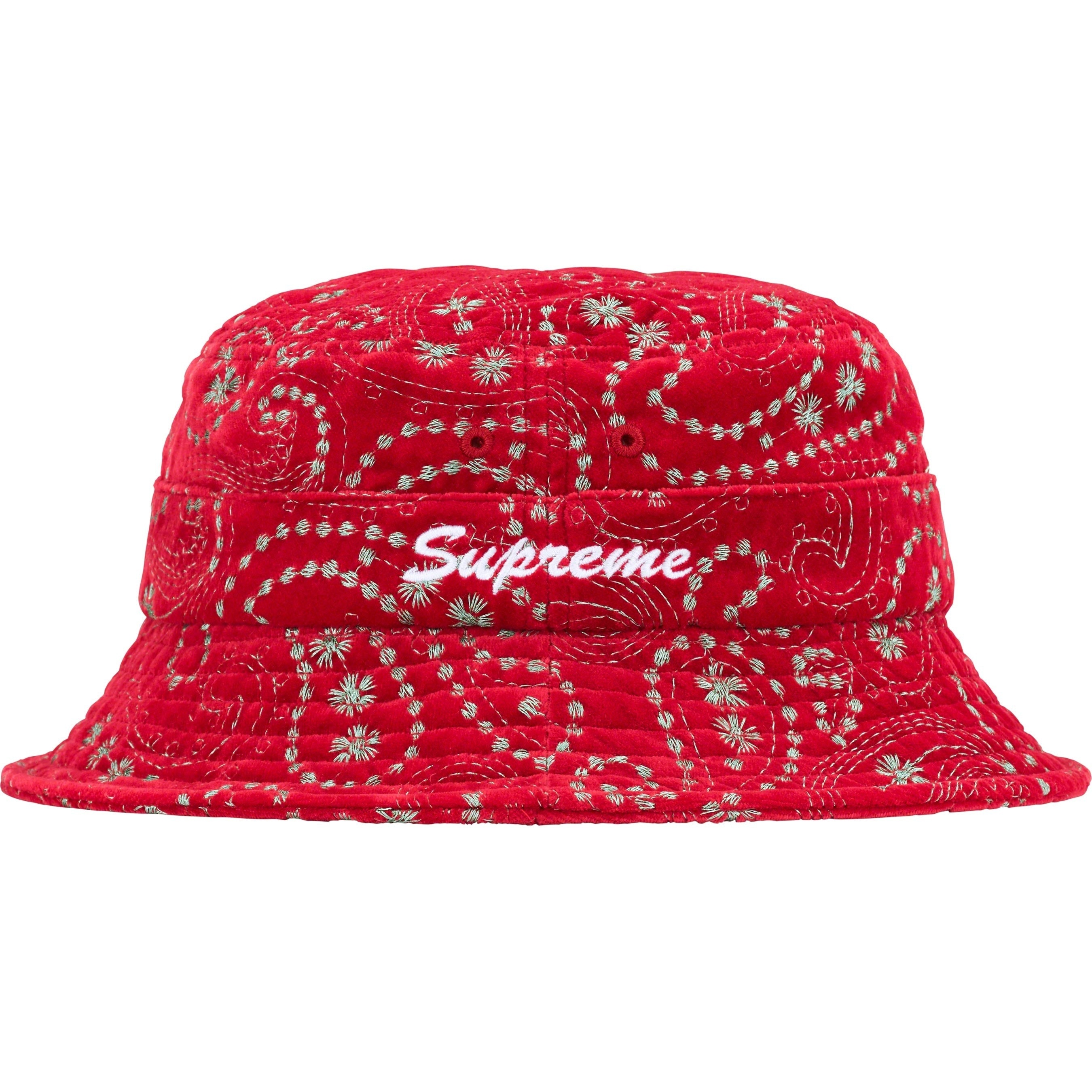 Supreme Velvet Paisley Boonie (FW23) - Red - $68