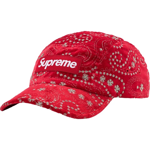 Supreme Velvet Paisley Camp Cap - Red