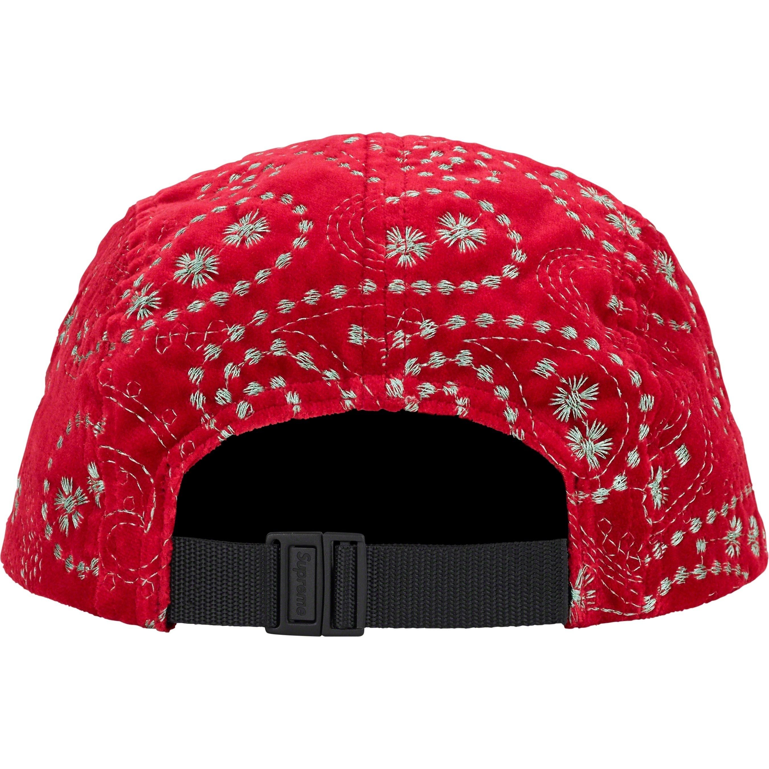 Supreme Velvet Paisley Camp Cap (FW23) - Red - $58
