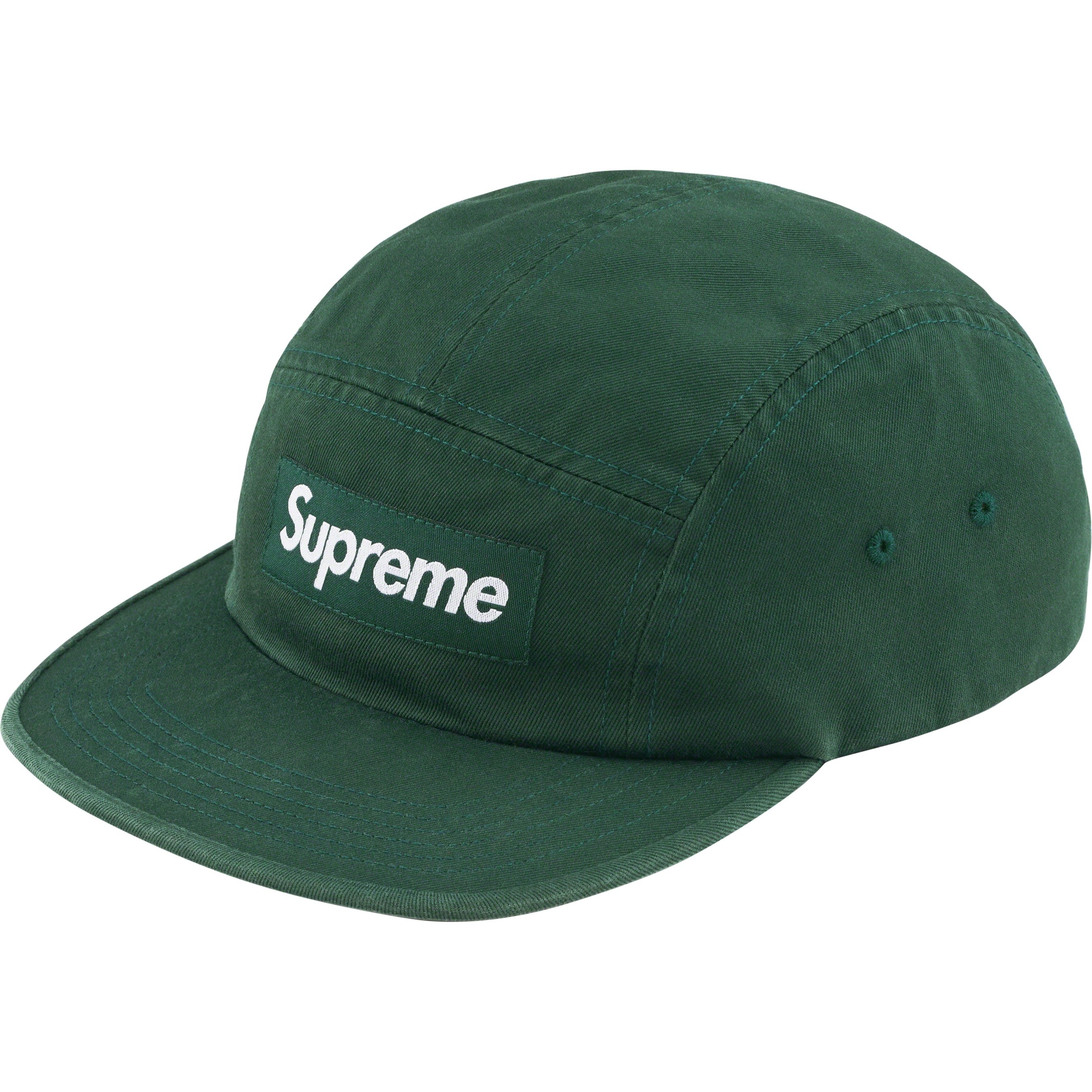 Supreme Washed Chino Twill Camp Cap (FW23) - Pine Green - $48