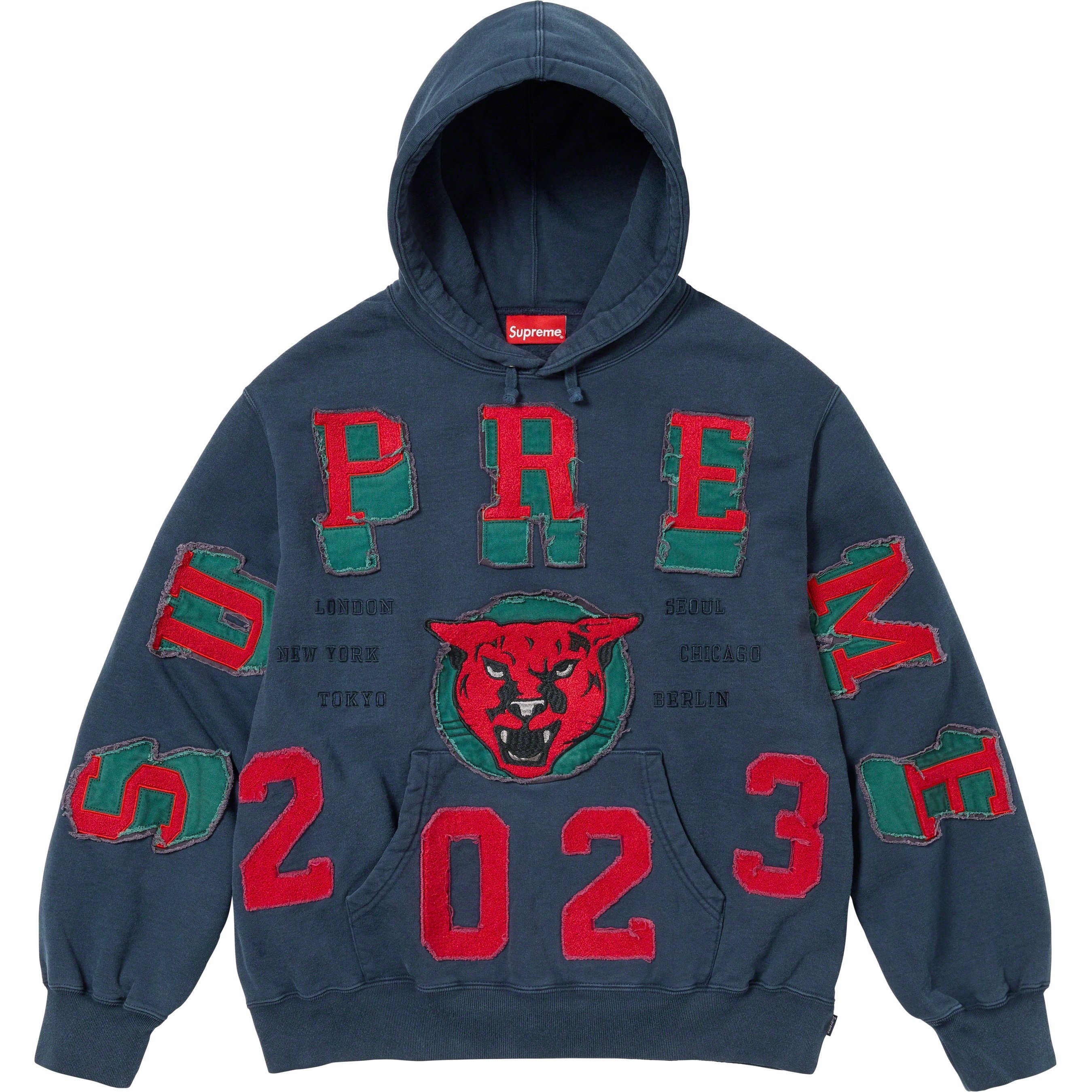 Supreme Washed Panther Hooded Sweatshirt (FW23) - Navy - $178