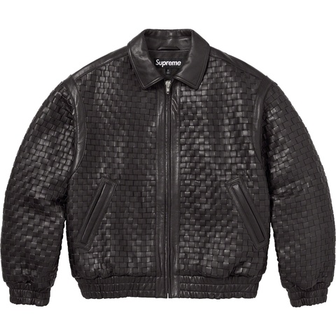 Supreme Woven Leather Varsity Jacket - Black