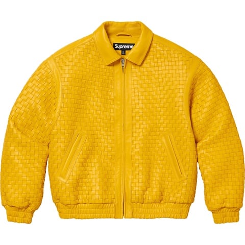 Supreme Woven Leather Varsity Jacket - Yellow