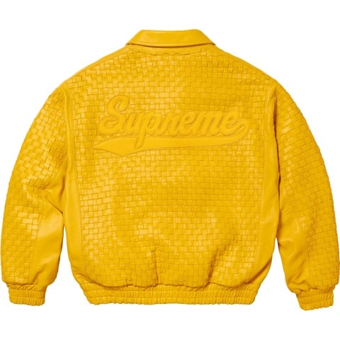 Supreme Woven Leather Varsity Jacket - Yellow