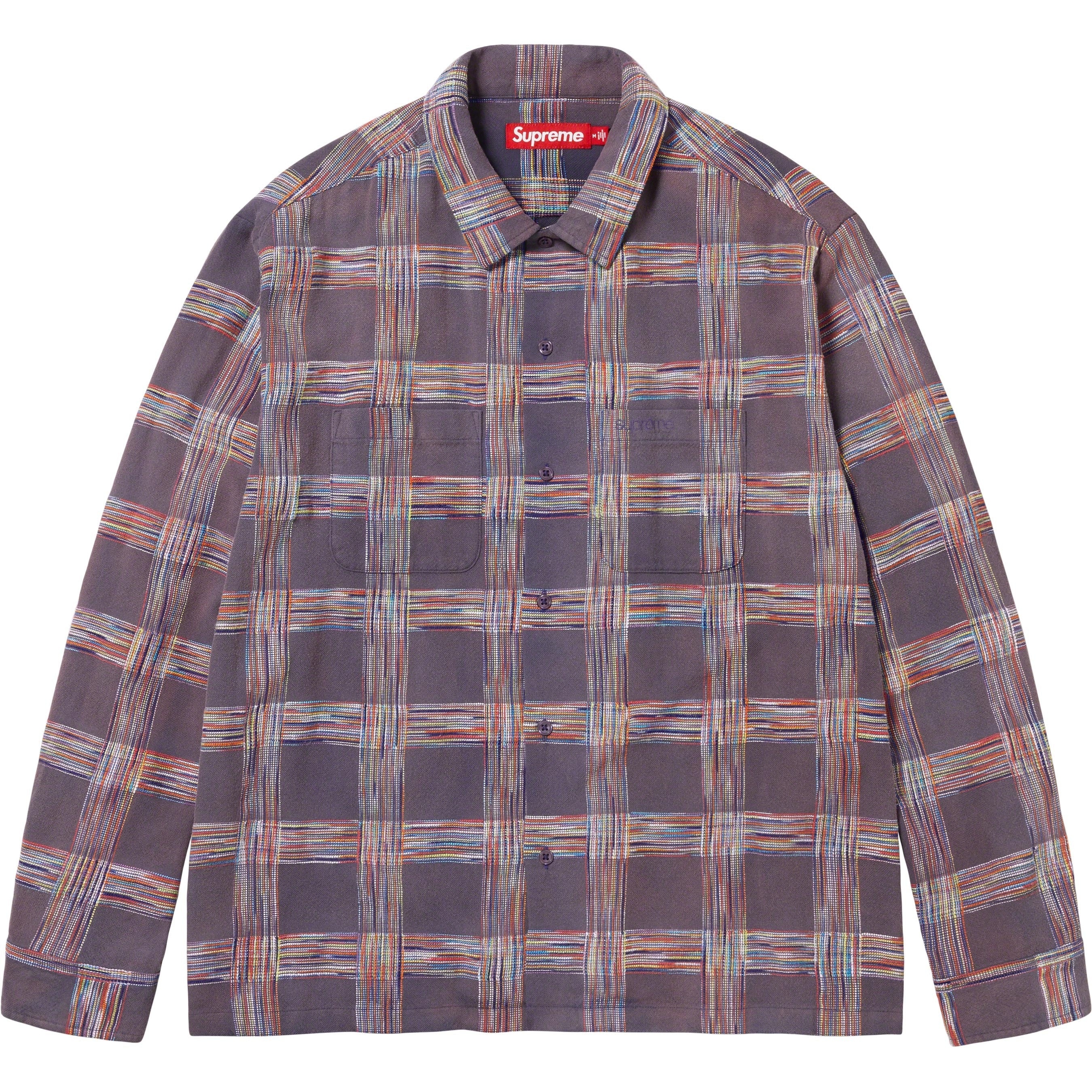 Supreme Woven Plaid Shirt (FW23) - Washed Navy - $138