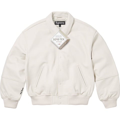 GORE-TEX Infinium WINDSTOPPER® Leather Varsity Jacket - Supreme