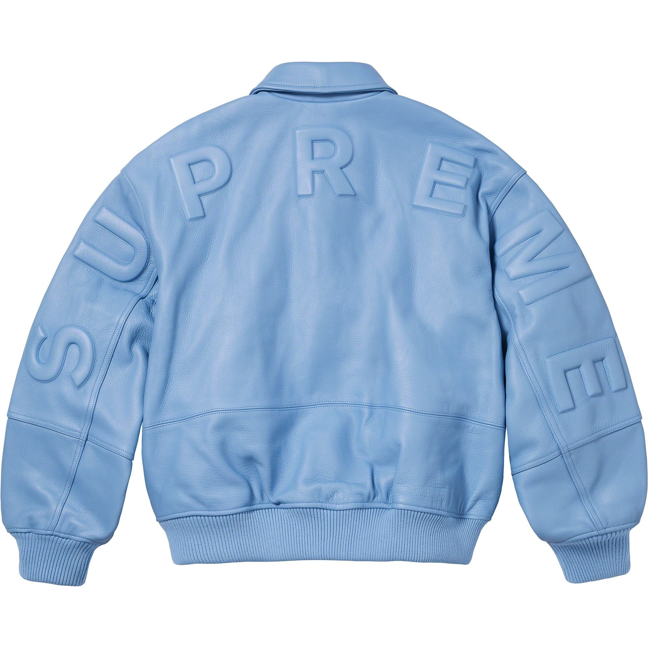 Supreme GORE-TEX Infinium WINDSTOPPER Leather Varsity Jacket (FW23) - $998